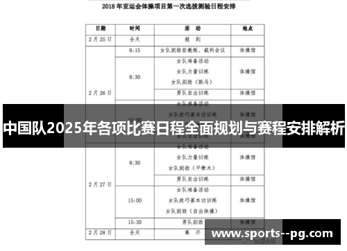 中国队2025年各项比赛日程全面规划与赛程安排解析 中国队2025年各项比赛日程全面规划与赛程安排解析