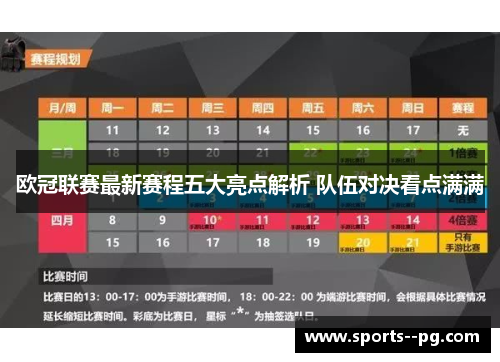 欧冠联赛最新赛程五大亮点解析 队伍对决看点满满 欧冠联赛最新赛程五大亮点解析 队伍对决看点满满